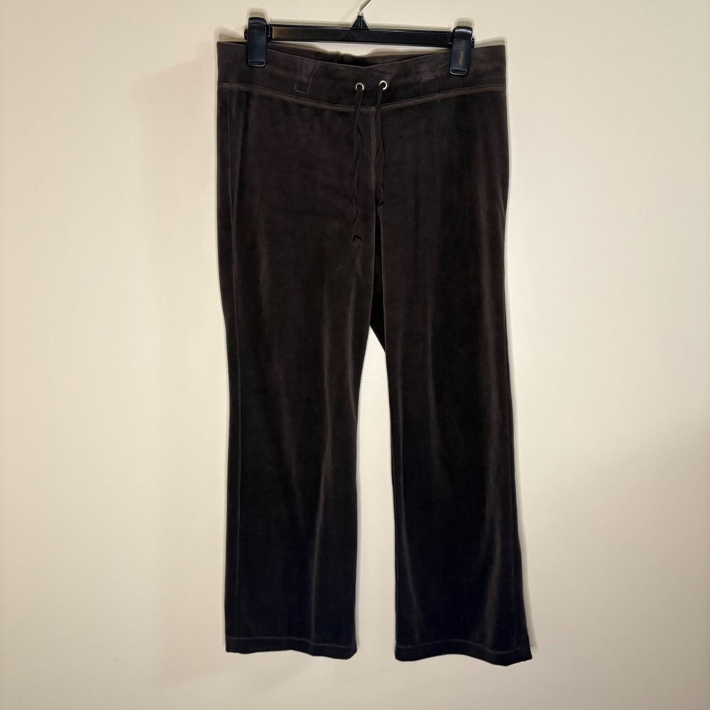 Y2K Gap Pants Women S Brown Velour Lounge Drawstring Flare Baggy Leg Sweatpants